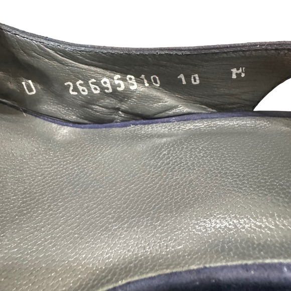 Stuart Weitzman Wedge Sandals Womens 10 Navy Blue Excellent Suede Cork Slingback